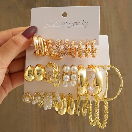 18K Gold Plated Hoop Earring Set